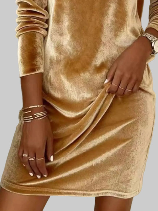 Women's Cowl Neck Long Sleeve Dress Autumn Winter