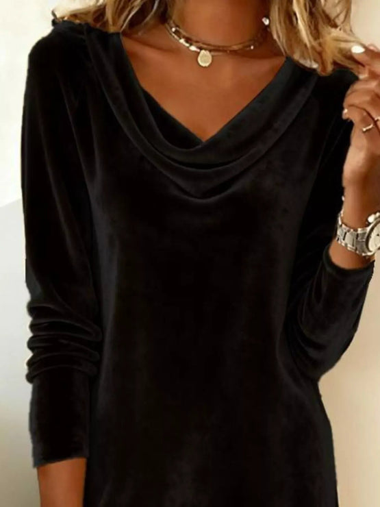 Women's Cowl Neck Long Sleeve Dress Autumn Winter