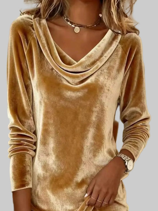 Women's Cowl Neck Long Sleeve Dress Autumn Winter