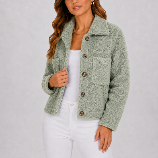 Women's Cozy Buttoned Jacket for Autumn Winter Wear
