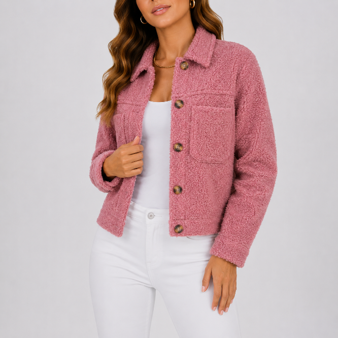 Women's Cozy Buttoned Jacket for Autumn Winter Wear
