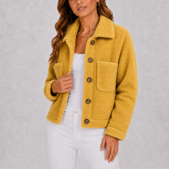 Women's Cozy Buttoned Jacket for Autumn Winter Wear