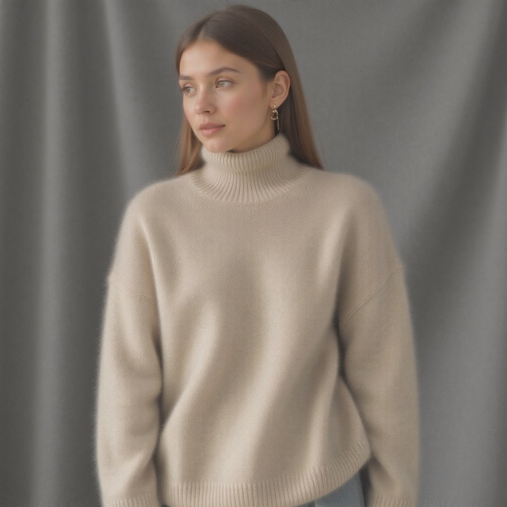 Women's Cozy Turtleneck Sweater for Autumn Winter Layering