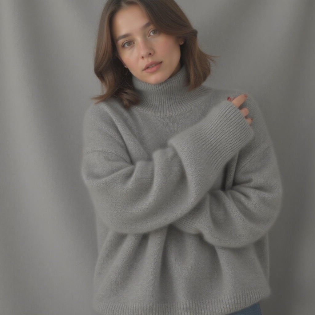 Women's Cozy Turtleneck Sweater for Autumn Winter Layering