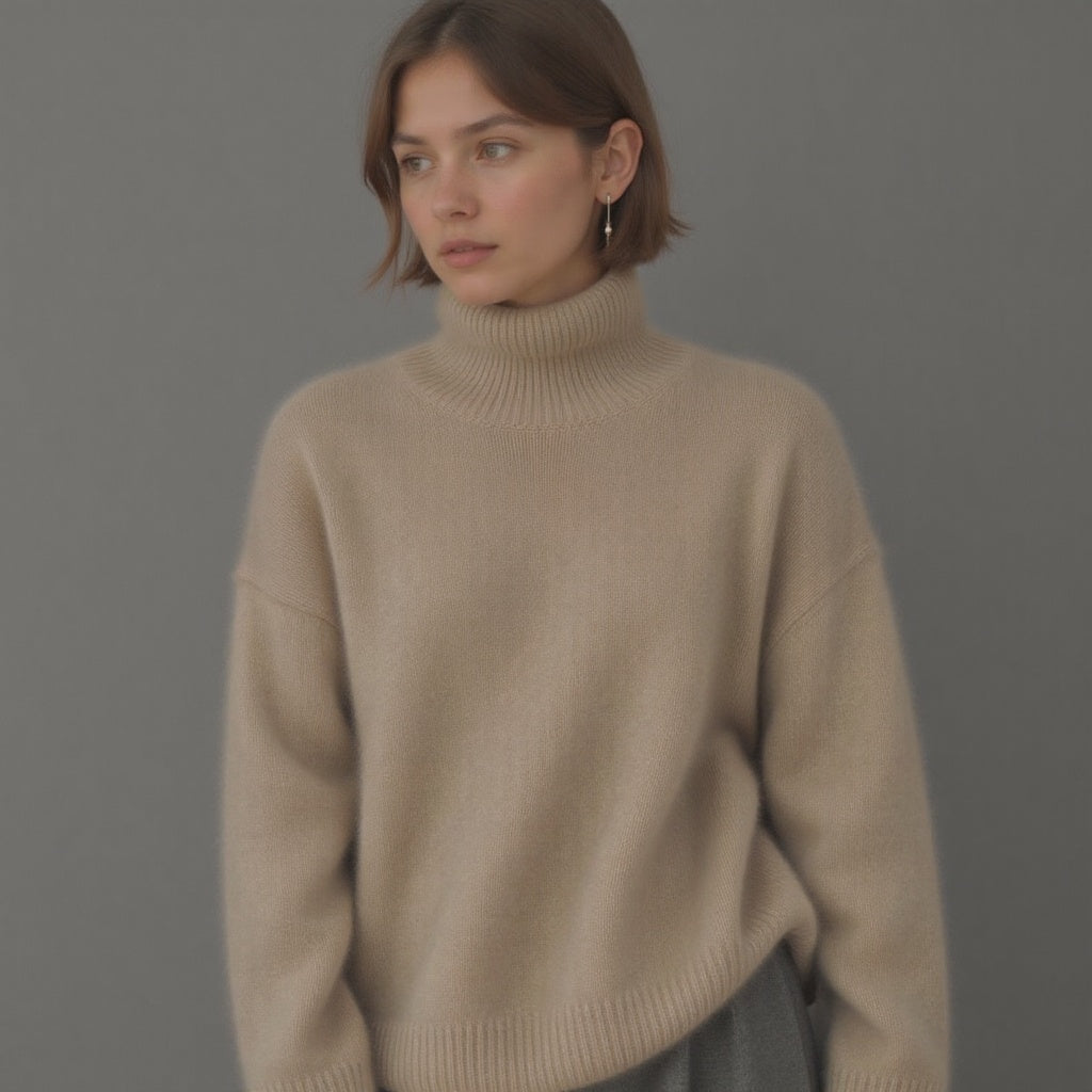 Women's Cozy Turtleneck Sweater for Autumn Winter Layering