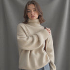 Women's Cozy Turtleneck Sweater for Autumn Winter Layering