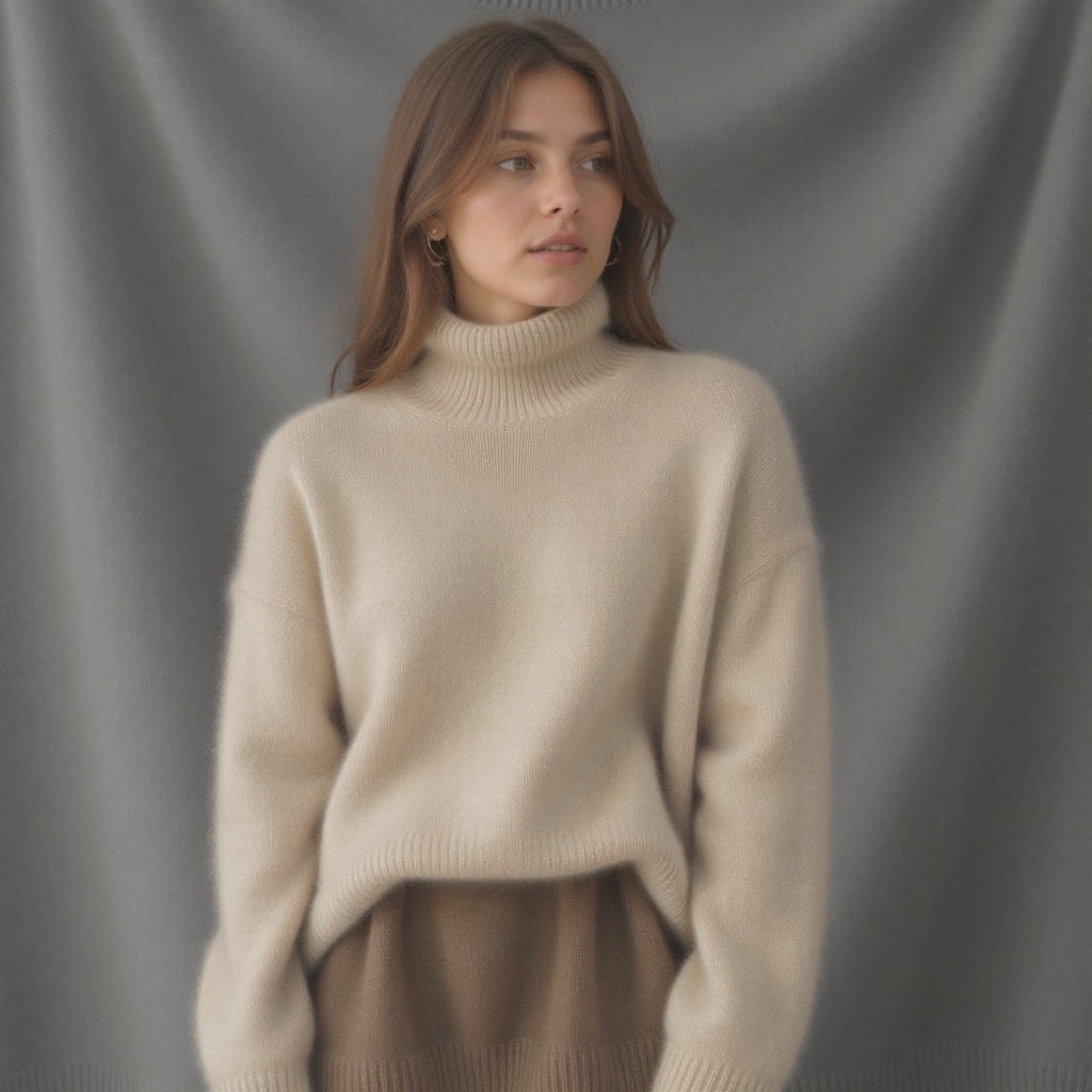 Women's Cozy Turtleneck Sweater for Autumn Winter Layering