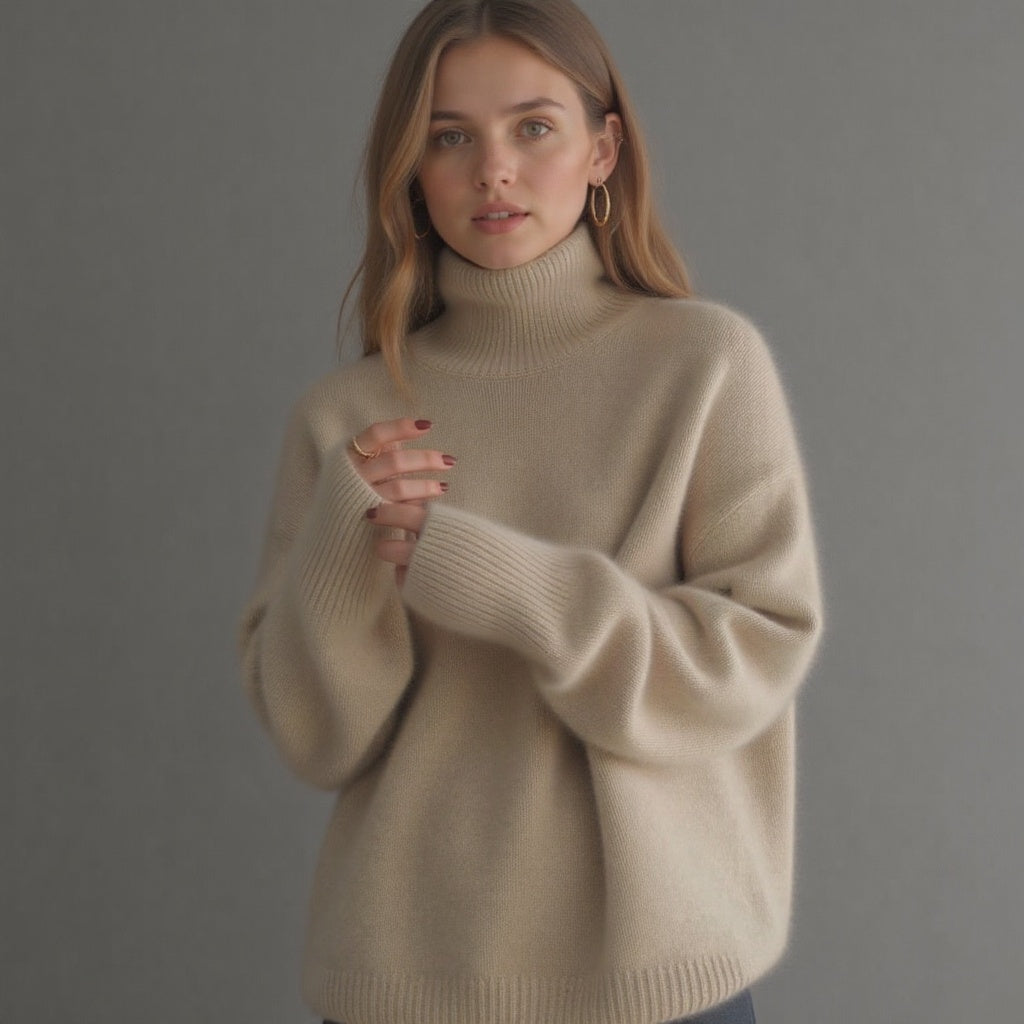 Women's Cozy Turtleneck Sweater for Autumn Winter Layering