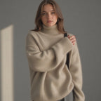 Women's Cozy Turtleneck Sweater for Autumn Winter Layering