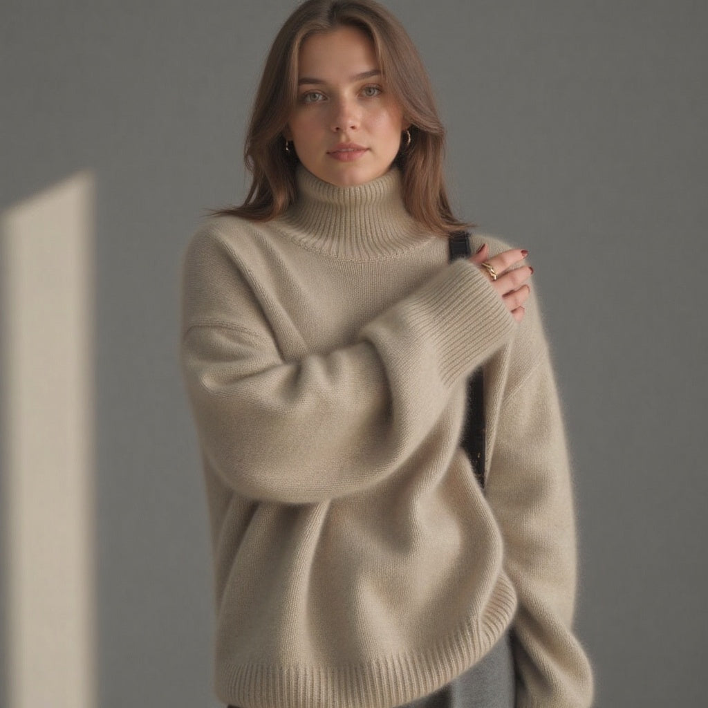 Women's Cozy Turtleneck Sweater for Autumn Winter Layering