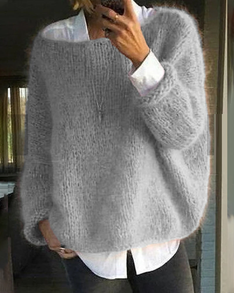Women's Crew Neck Sweater for Autumn Winter Wear
