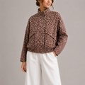 Women's Cropped Printed Jacket for Spring Autumn Wear