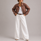 Women's Cropped Printed Jacket for Spring Autumn Wear