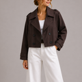 Women's Cropped Trench Jacket for Spring Autumn Wear