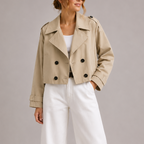 Women's Cropped Trench Jacket for Spring Autumn Wear