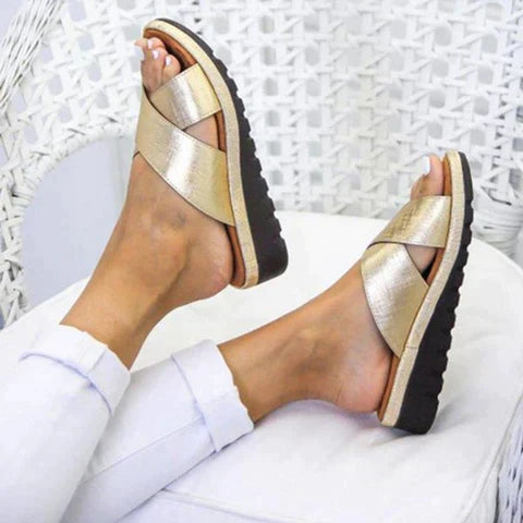 Women's Cross Strap Slippers for Leisure and Home