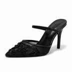 Women's Embellished Heeled Mules for Elegant Evening Occasions