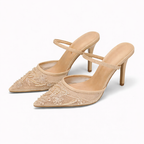 Women's Embellished Heeled Mules for Elegant Evening Occasions