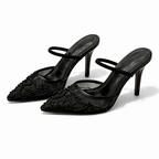 Women's Embellished Heeled Mules for Elegant Evening Occasions