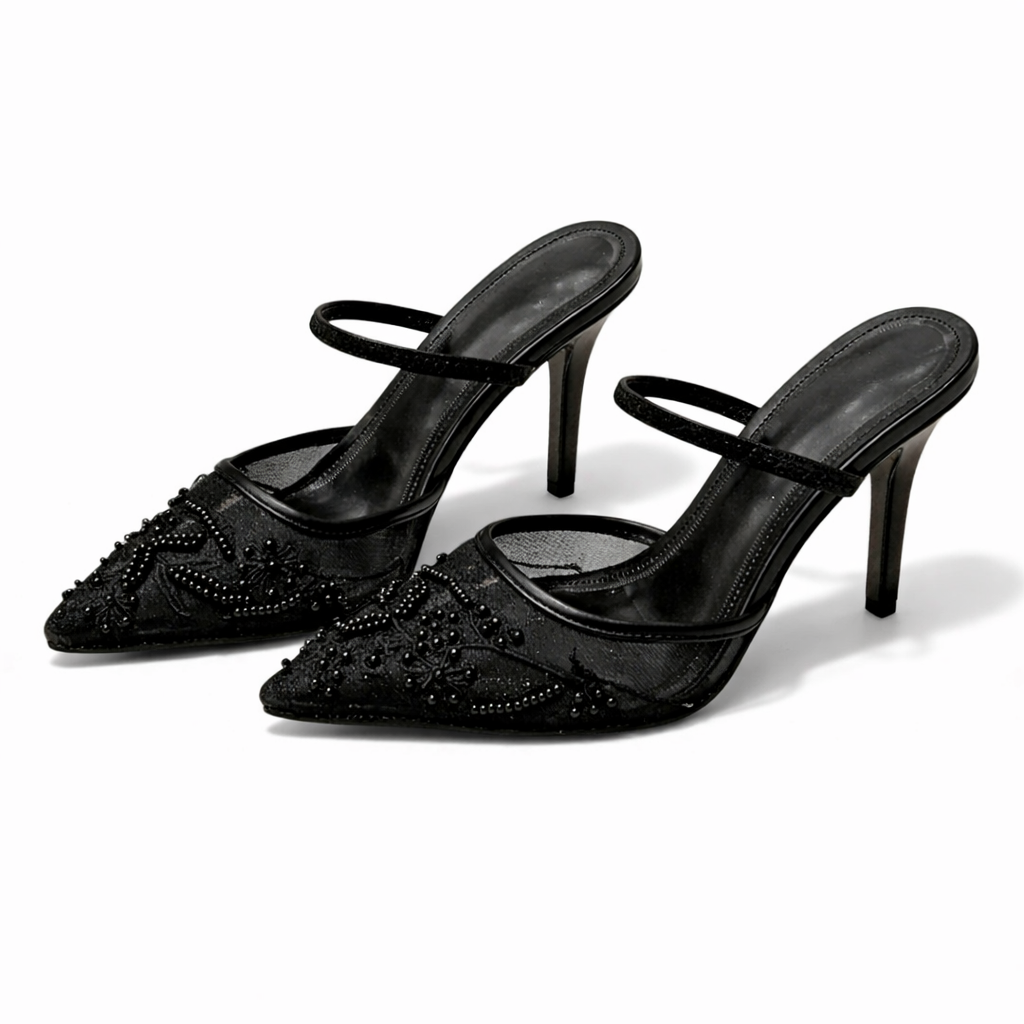 Women's Embellished Heeled Mules for Elegant Evening Occasions