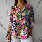 Women's Floral Button Blouse for Effortless Summer Outings