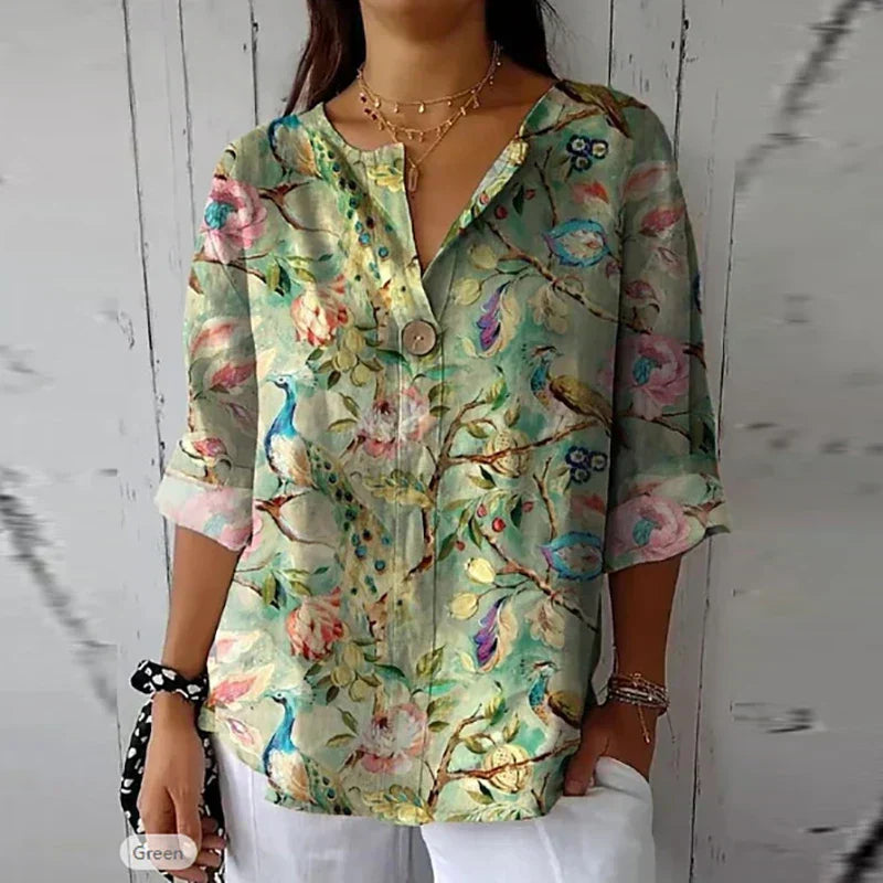 Women's Floral Button Blouse for Effortless Summer Outings