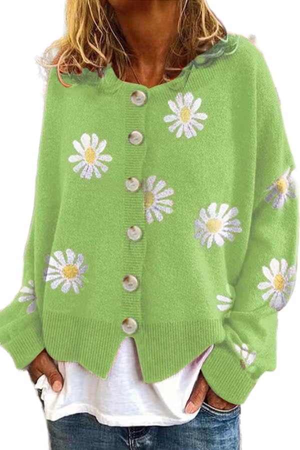 Women's Floral Button Front Cardigan for Autumn Winter Wear