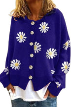 Women's Floral Button Front Cardigan for Autumn Winter Wear