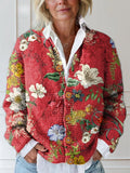 Women's Floral Collared Knit Cardigan for Autumn Layering