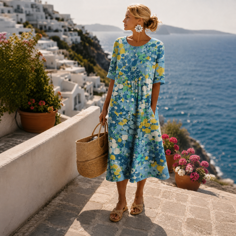 Women's Floral Midi Dress for Elegant Summer Outings