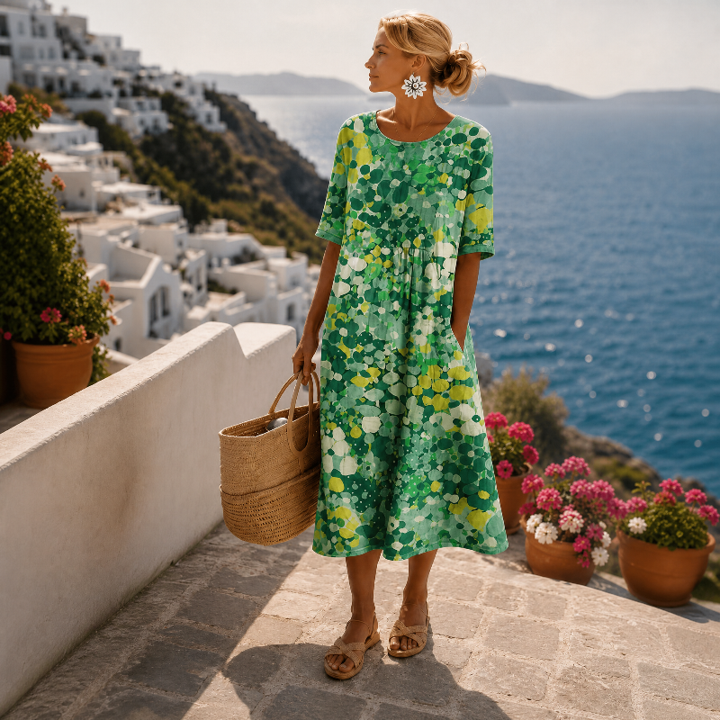 Women's Floral Midi Dress for Elegant Summer Outings