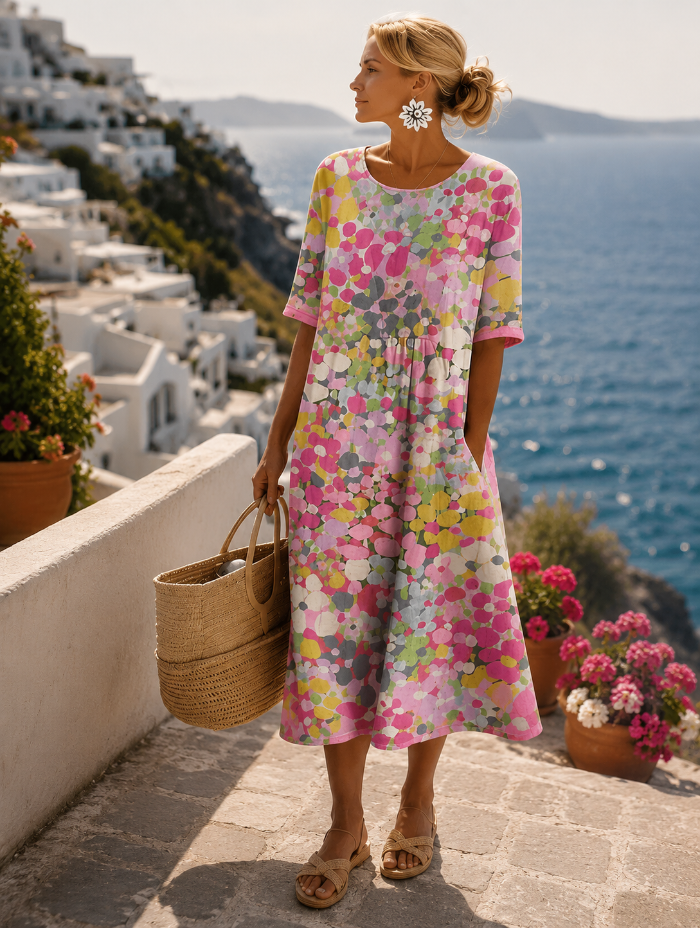 Women's Floral Midi Dress for Elegant Summer Outings