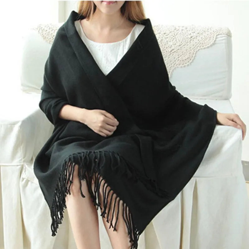 Women's Fringed Wrap Shawl for Layered Styling