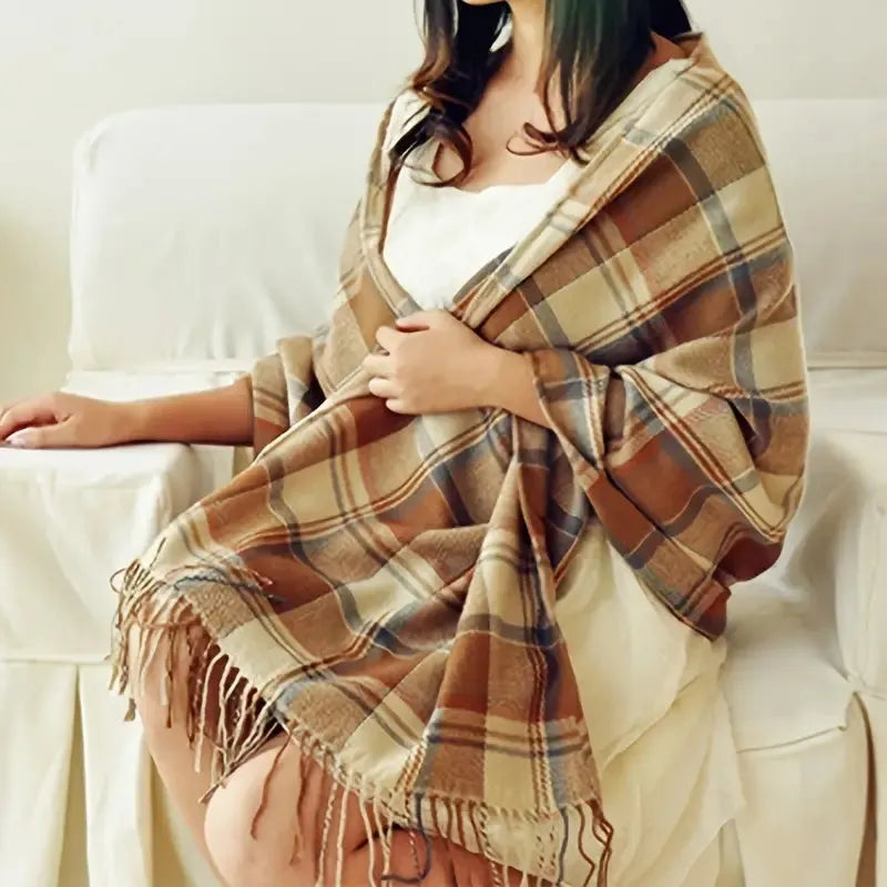 Women's Fringed Wrap Shawl for Layered Styling