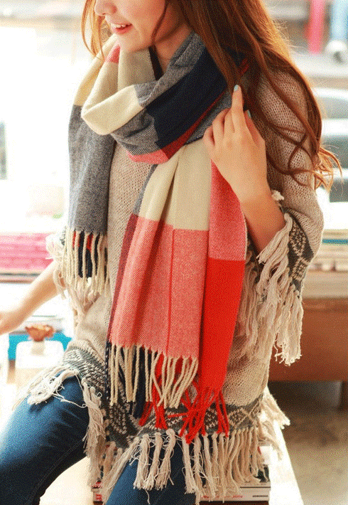 Women's Fringed Wrap Shawl for Layered Styling