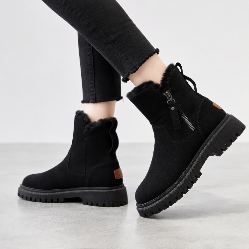 Women's Fur Lined Ankle Boots for Winter Wear