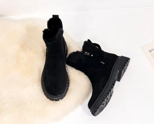 Women's Fur Lined Ankle Boots for Winter Wear