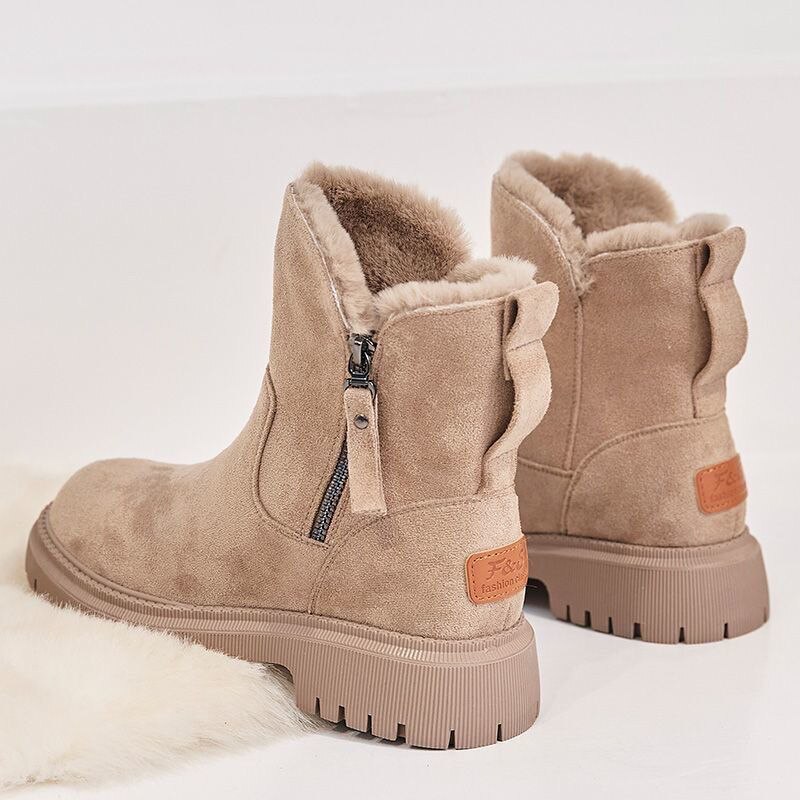 Women's Fur Lined Ankle Boots for Winter Wear