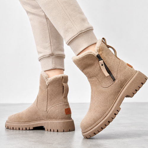 Women's Fur Lined Ankle Boots for Winter Wear