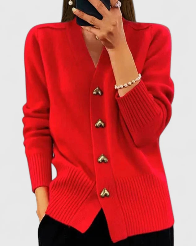 Women's Heart Button Cardigan for Autumn Winter Wear