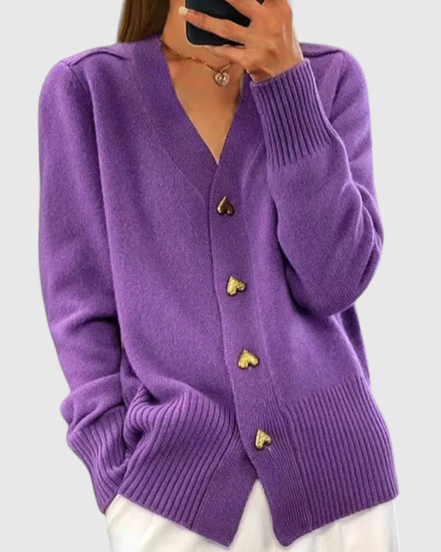 Women's Heart Button Cardigan for Autumn Winter Wear