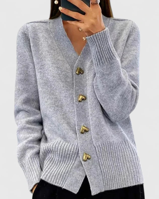 Women's Heart Button Cardigan for Autumn Winter Wear