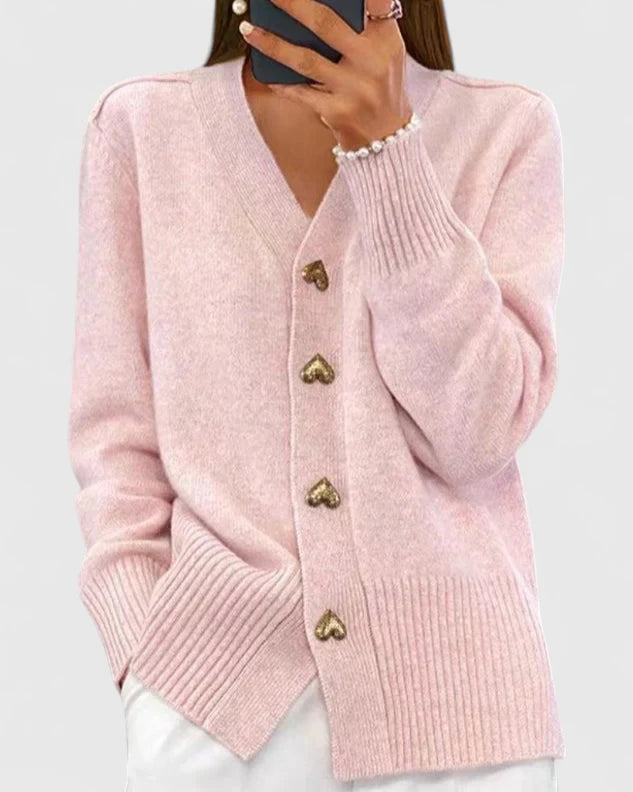 Women's Heart Button Cardigan for Autumn Winter Wear