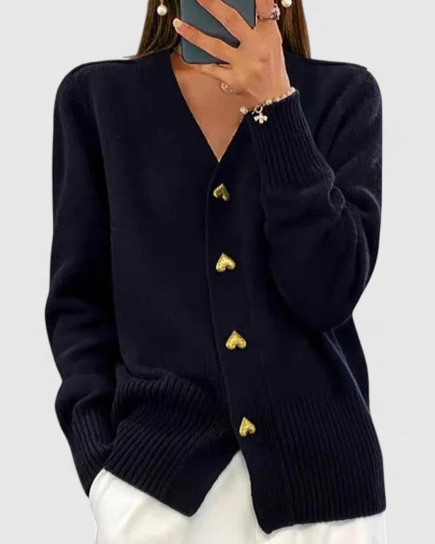 Women's Heart Button Cardigan for Autumn Winter Wear
