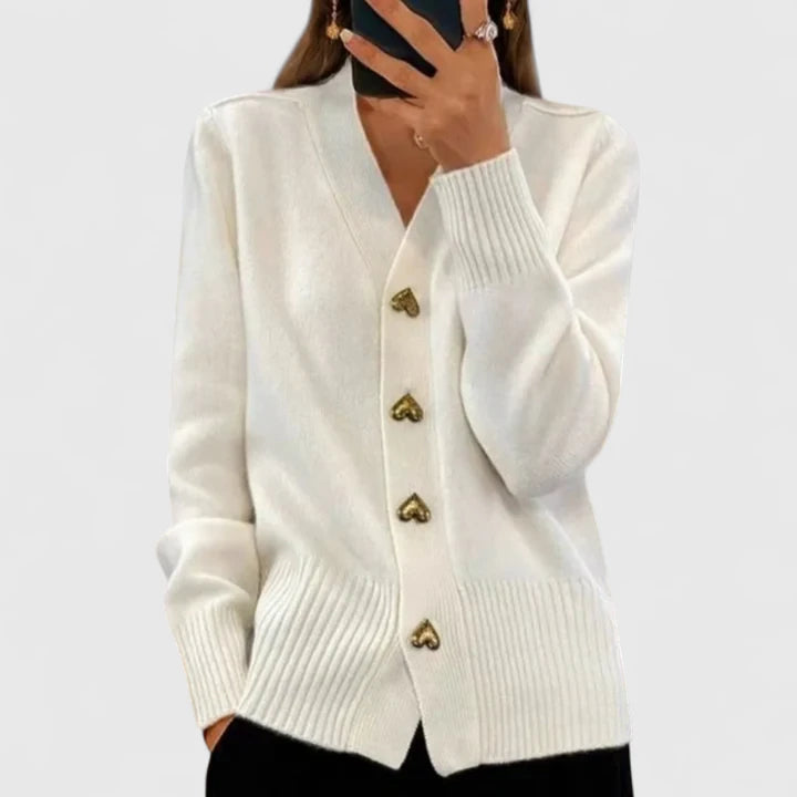 Women's Heart Button Cardigan for Autumn Winter Wear
