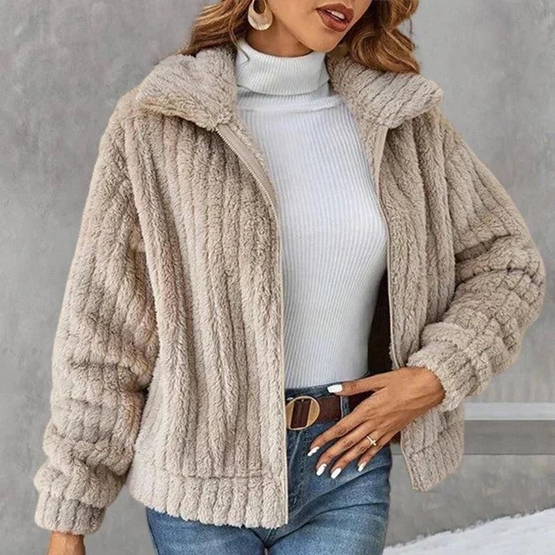 Women's Hooded Knit Jacket for Cooler Autumn Days