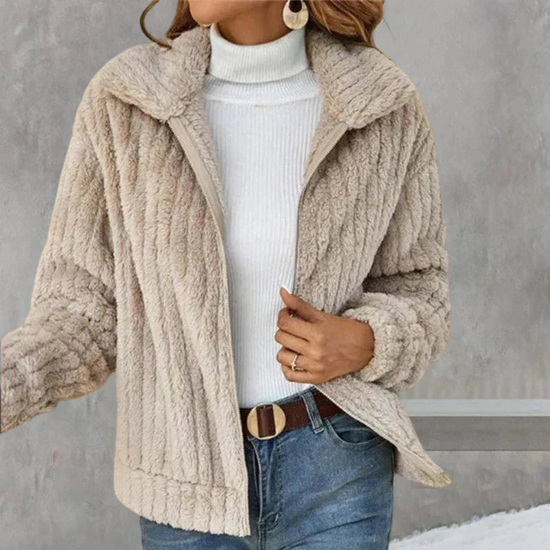 Women's Hooded Knit Jacket for Cooler Autumn Days