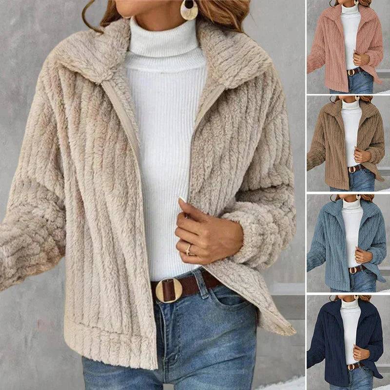 Women's Hooded Knit Jacket for Cooler Autumn Days