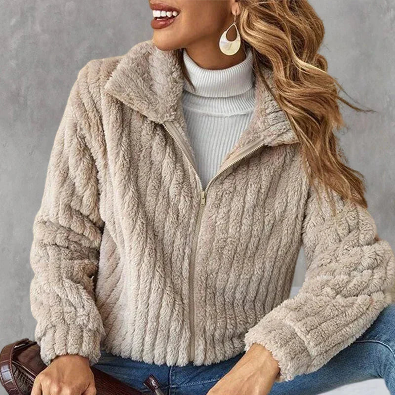 Women's Hooded Knit Jacket for Cooler Autumn Days