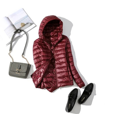 Women's Hooded Puffer Jacket for Autumn Winter Wear